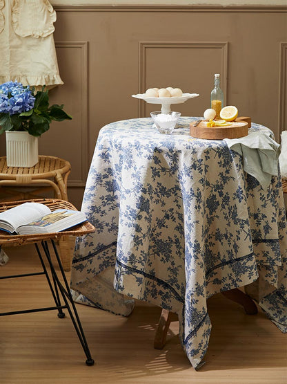 Blue and White Porcelain Tablecloth