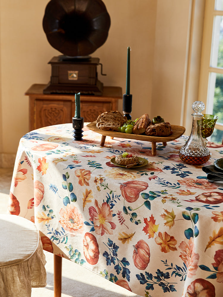 Pumpkin Floral Tablecloth