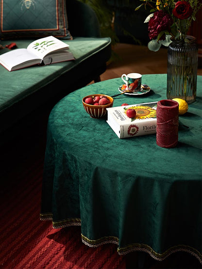 Emerald Velvet Tablecloth