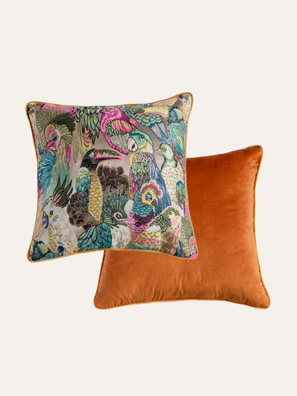 Safari Parrot Jacquard Throw Pillow Cover