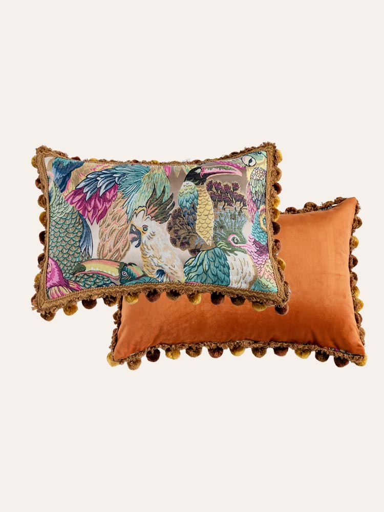 Safari Parrot Jacquard Throw Pillow Cover