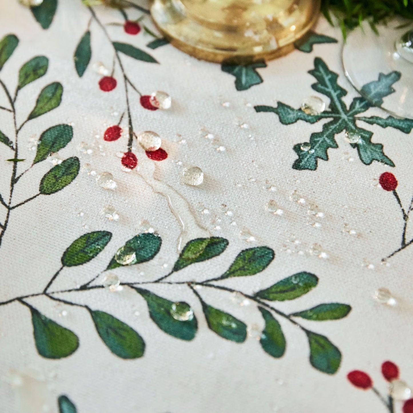 Everly Custom Size Holly Print Tablecloth