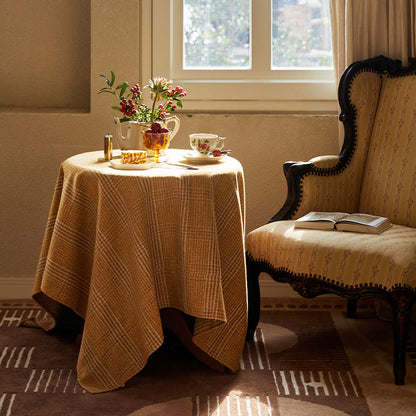 Rowan Custom Retro Christmas Tablecloth in Yellow and Orange Checks