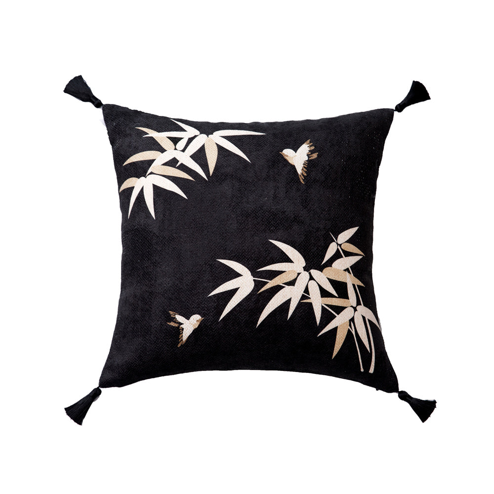 Bambora Oriental Bamboo Black Body Pillow Cover NabisFabric