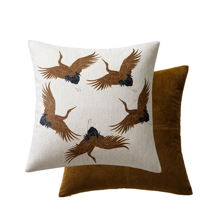 Nabis Crane Three-dimensional Embroidery Throw Pillow Cover