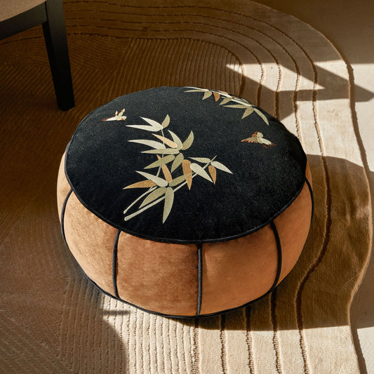 Nabis Oriental Embroidery Bamboo Floor Handmade Home Furniture Decor Pouf Cover 