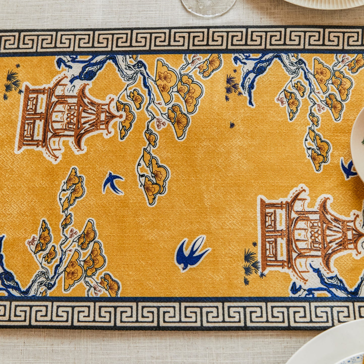 Nabis Oriental Gold Table Runner Custom Pavillon Printed