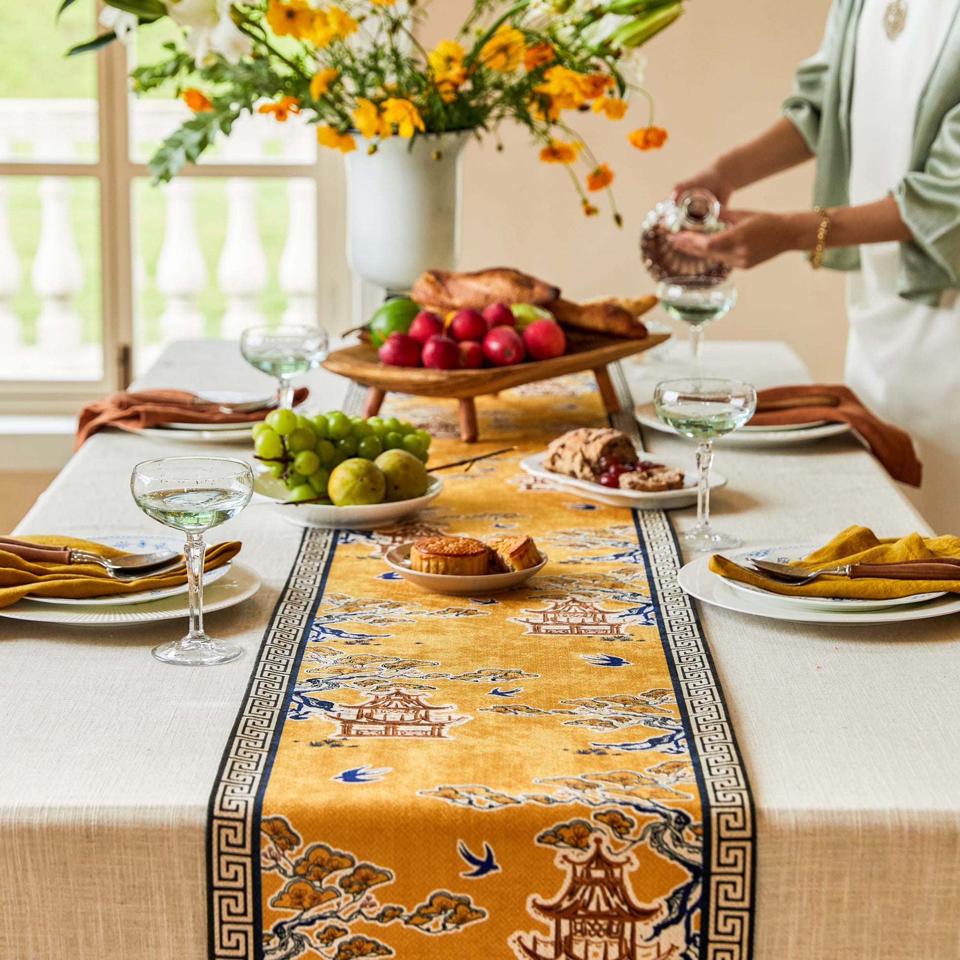 Nabis Oriental Gold Table Runner Custom Pavillon Printed