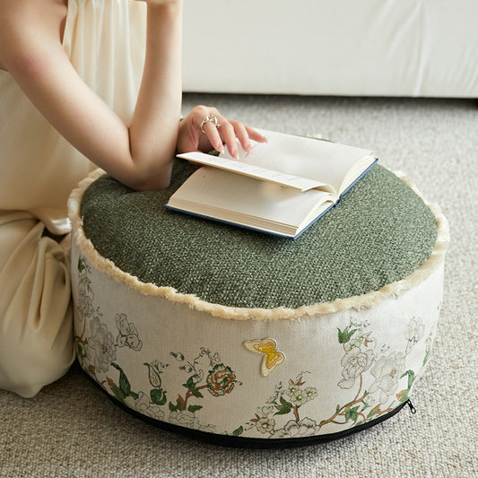 Magnolia Elegant Green Ottoman Cushion