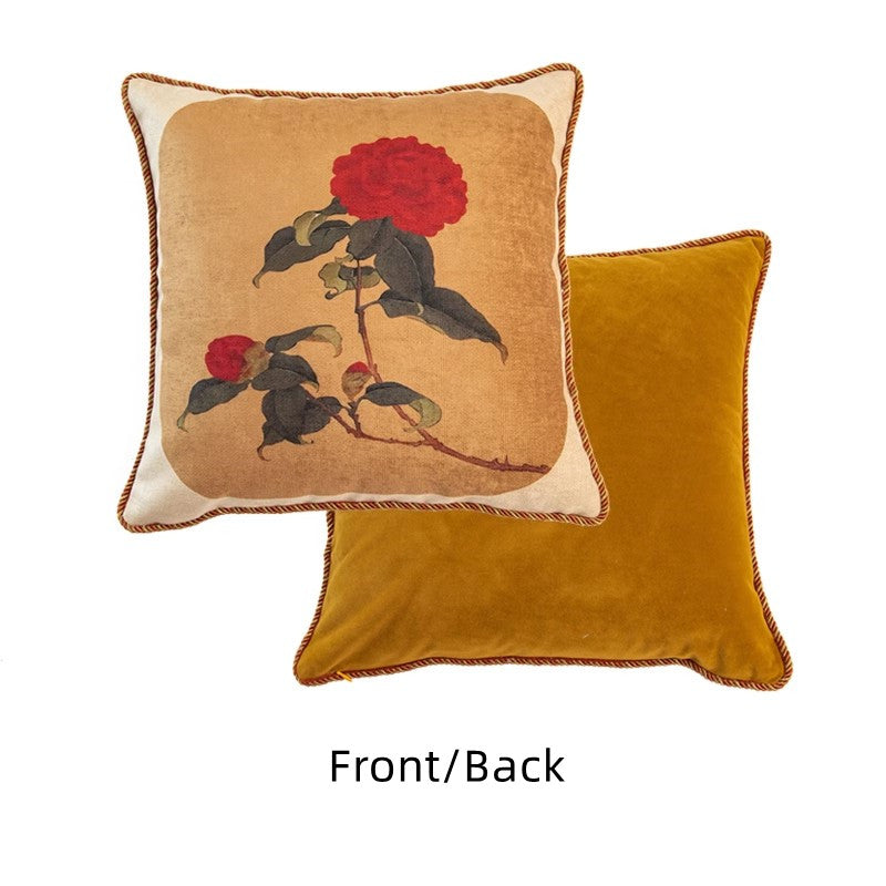 Harriet Oriental Floral and Bird Throw Pillow Cover NabisFabric
