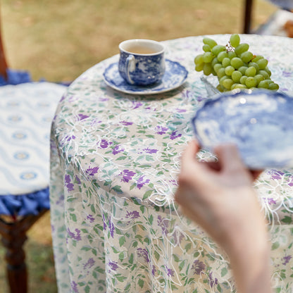 Violet Pastoral Lace Purple Flower Tablecloth