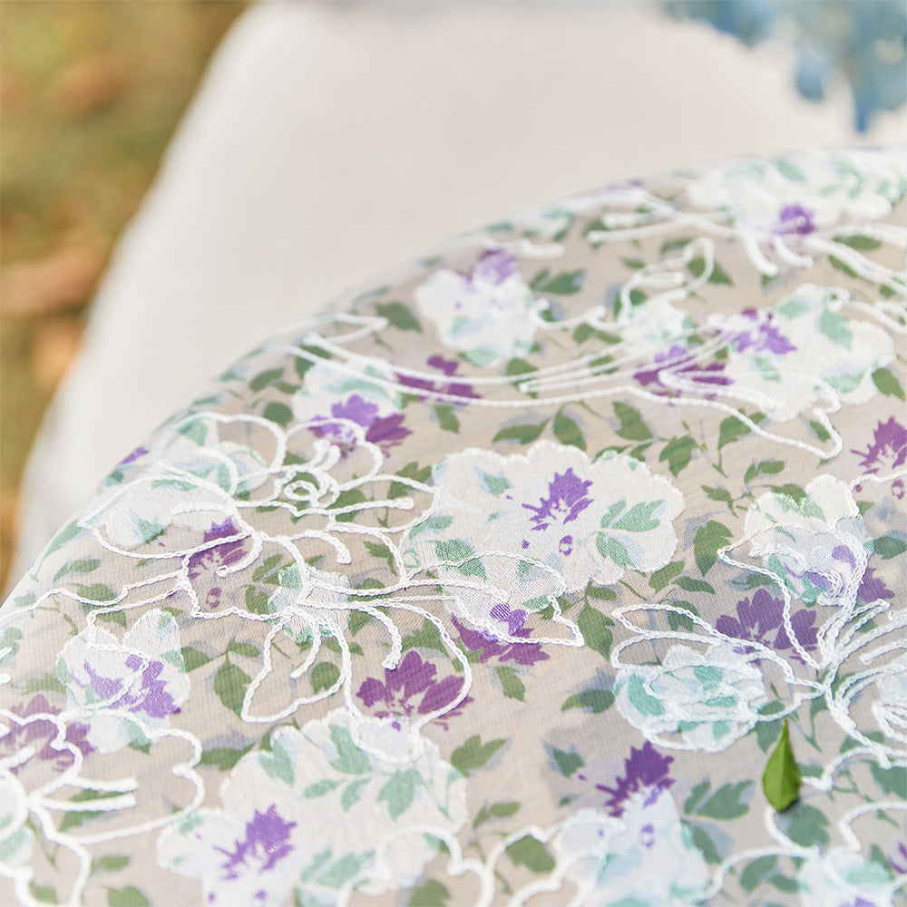 Violet Pastoral Lace Purple Flower Tablecloth