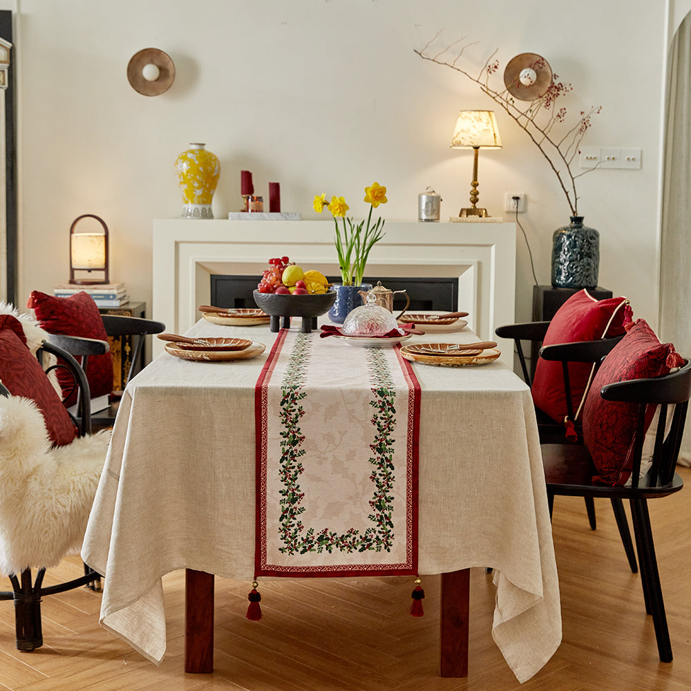 Holly and Berry Custom Christmas Table Runner