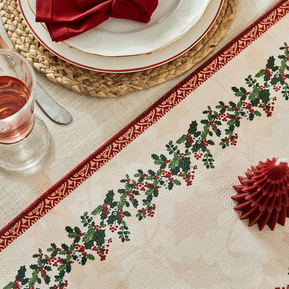 Holly and Berry Custom Christmas Table Runner