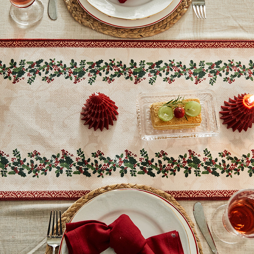 Holly and Berry Custom Christmas Table Runner