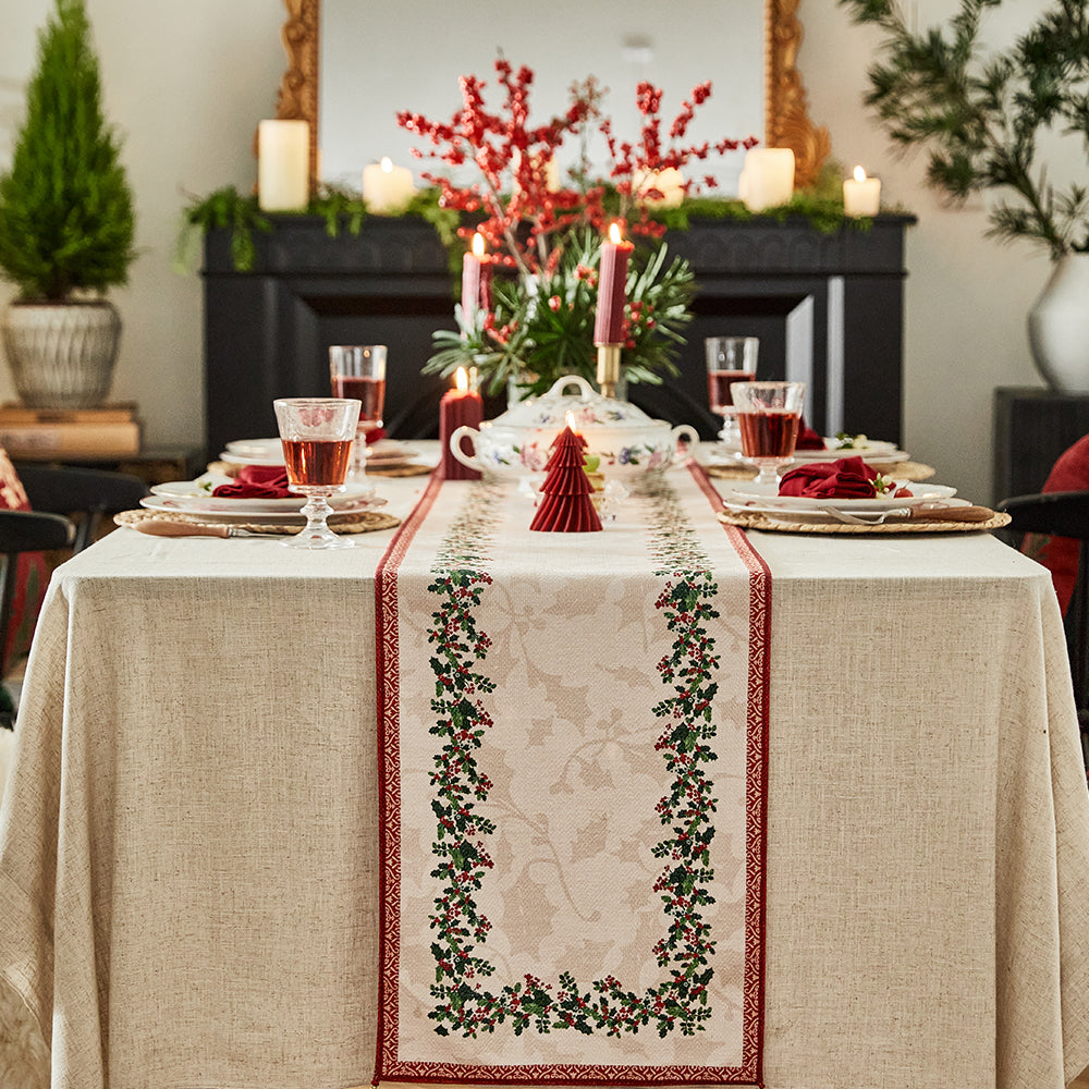 Holly and Berry Custom Christmas Table Runner