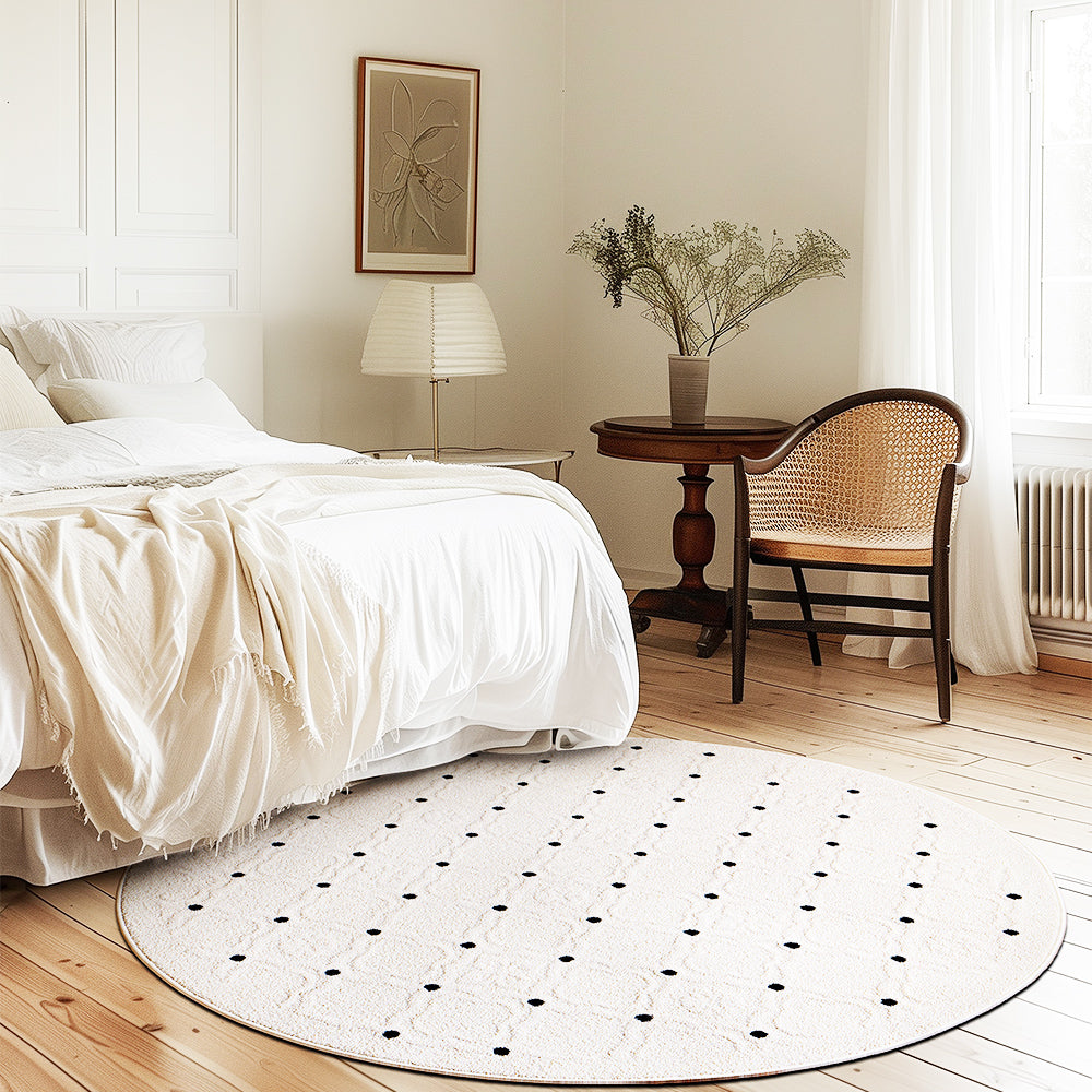 Faye Minimalist White Round Rug – NabisFabric