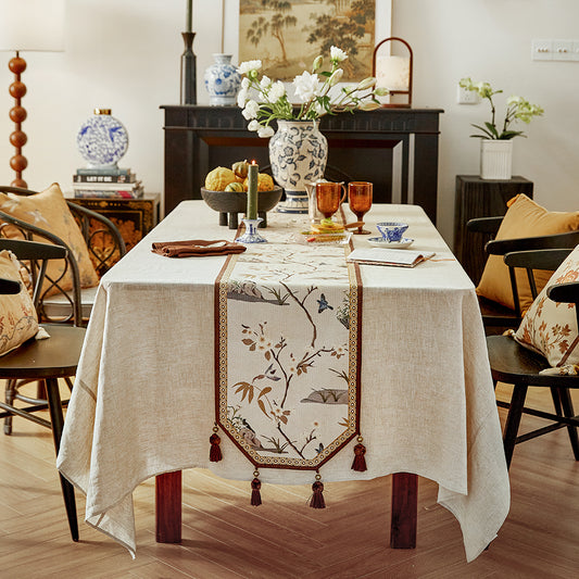 Cypress Elegant Flower and Bird Table Runner