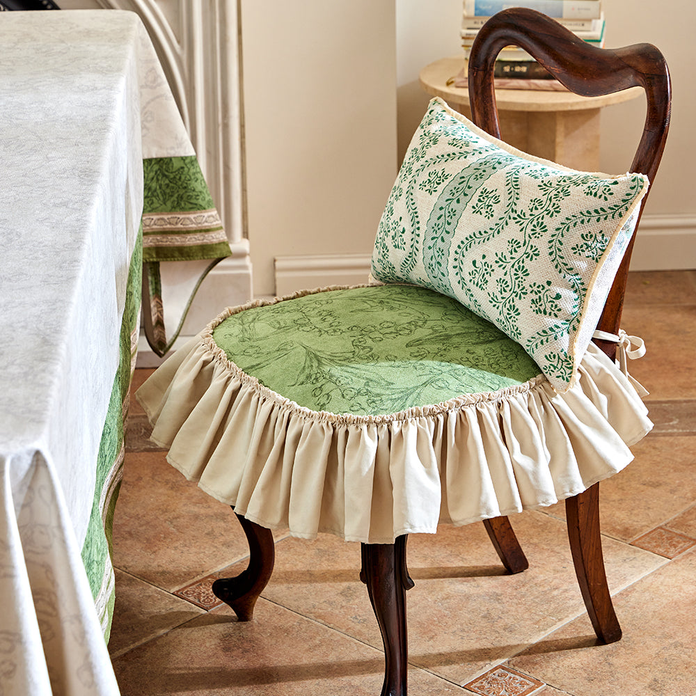 Lily Pastoral Non slip Ruffle Chair Cushion NabisFabric