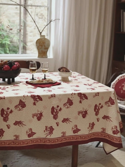 Auspicious Koi Lotus Tablecloth