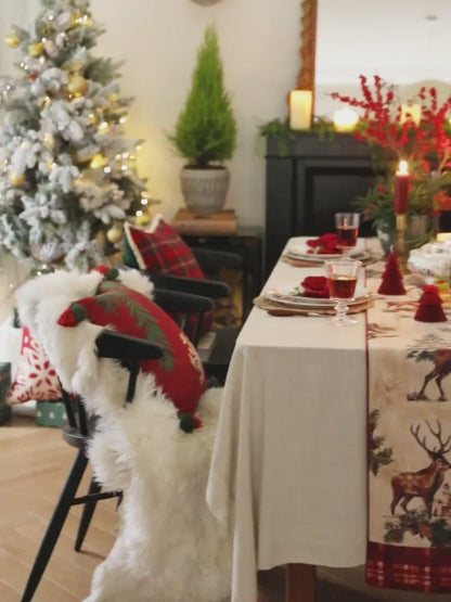 Santa Christmas Reindeer Printed Custom Table Runner