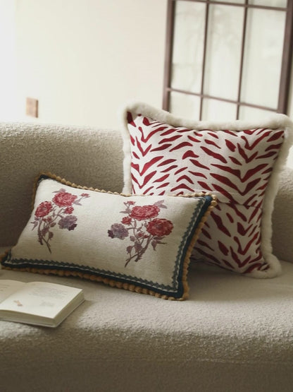 Nyla Luxe Floral and Striped Pillow Cover