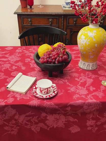 Scarlett Elegant Red Floral Printed Custom Tablecloth