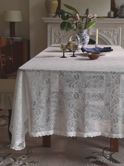 Seraphine French Lace Floral Hollow Tablecloth