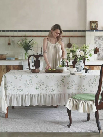 Meadow Ruffle Waterproof Linen Tablecloth